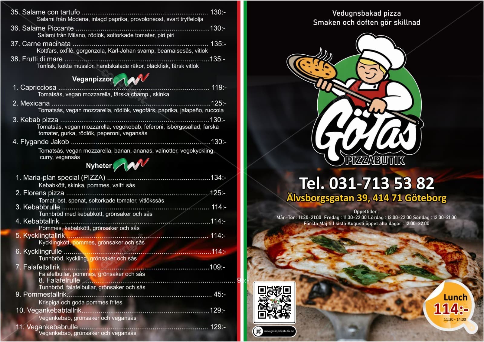Pizza meny